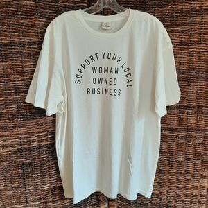 Oat Collective Shirt XL Cream Tee Support Your Local Woman Owned Business Boho